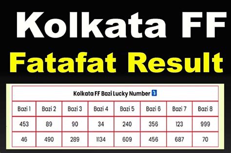 bn fatafat|Kolkata FF Fatafat Result today July 20, check Fatafat Result online.